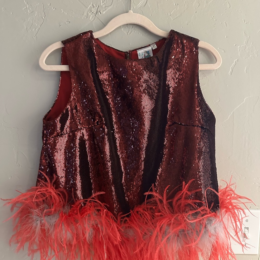 QUEEN OF SPARKLES Red/Garnet Sequin  Top